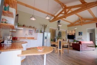 ample living room-kitchen