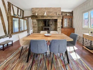 Dining room and fireplace